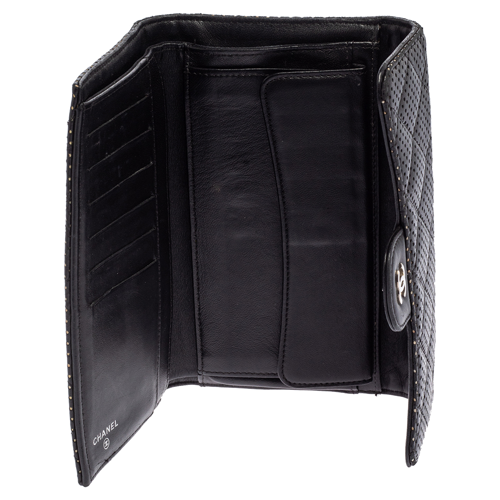 

Chanel Black Quilted Perforated Leather Continental Wallet