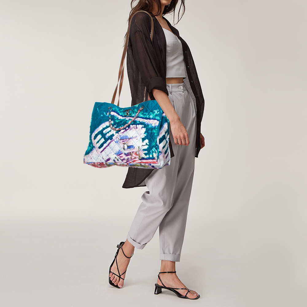 

Chanel Graffiti Watercolor Leather And Satin Tote, Multicolor