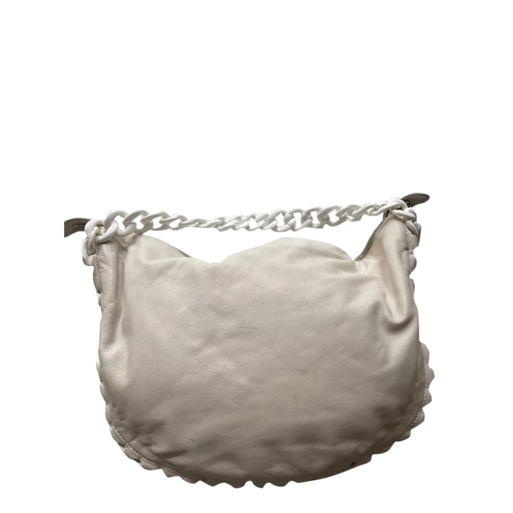 

Chanel White Leather Vintage Modern Chain Hobo Bag