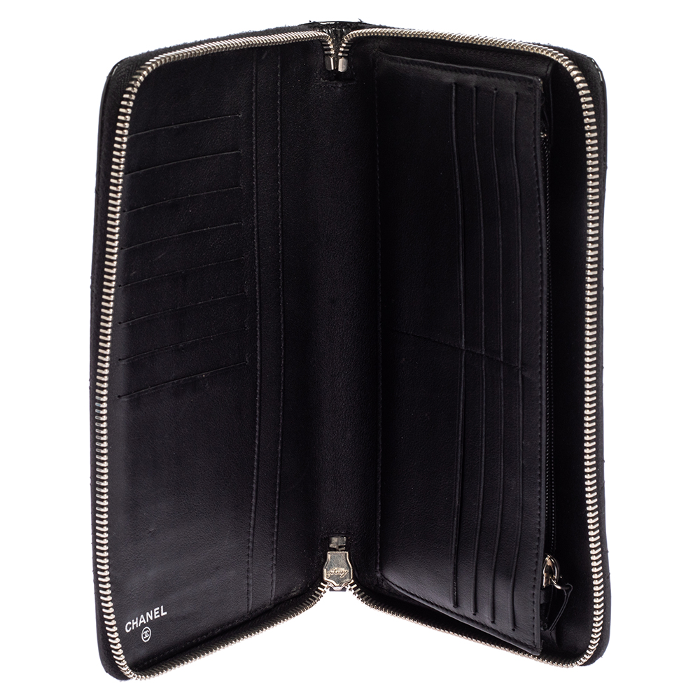 

Chanel Black Quilted Patent Leather CC Zip Around Organizer Wallet