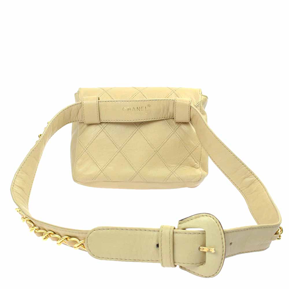 

Chanel Beige Lambskin Leather Vintage Belt Bag