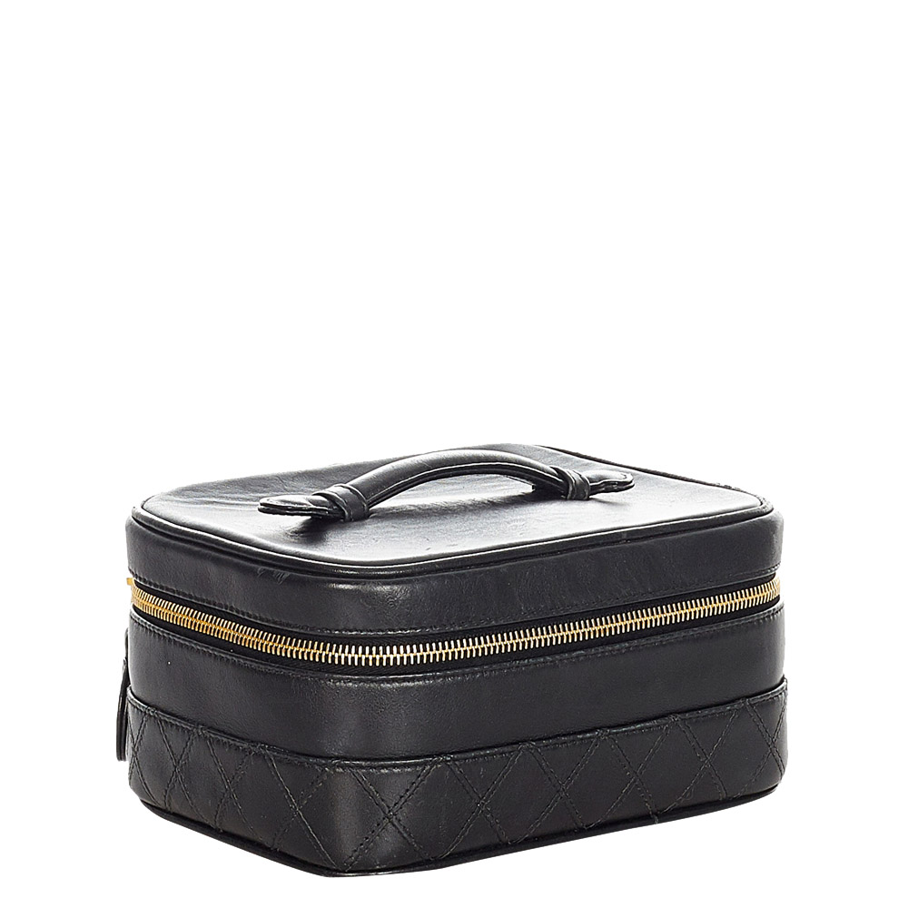 

Chanel Black Quilted Lambskin Leather Vintage Vanity Bag