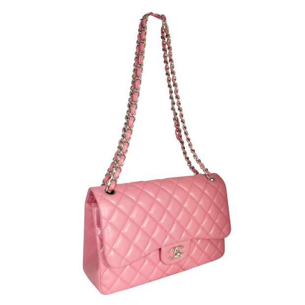 

Chanel Pink Lambskin Leather Classic Double Flap Bag
