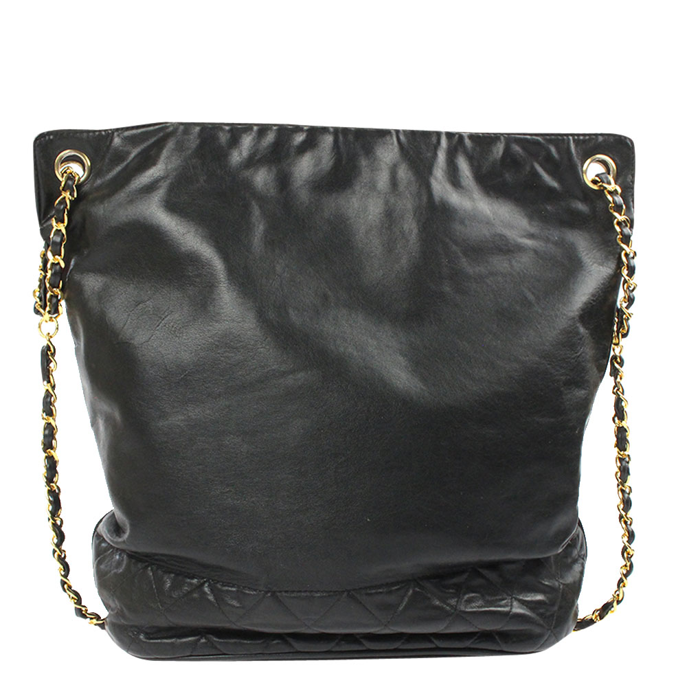 

Chanel Black Leather Vintage Bucket Bag