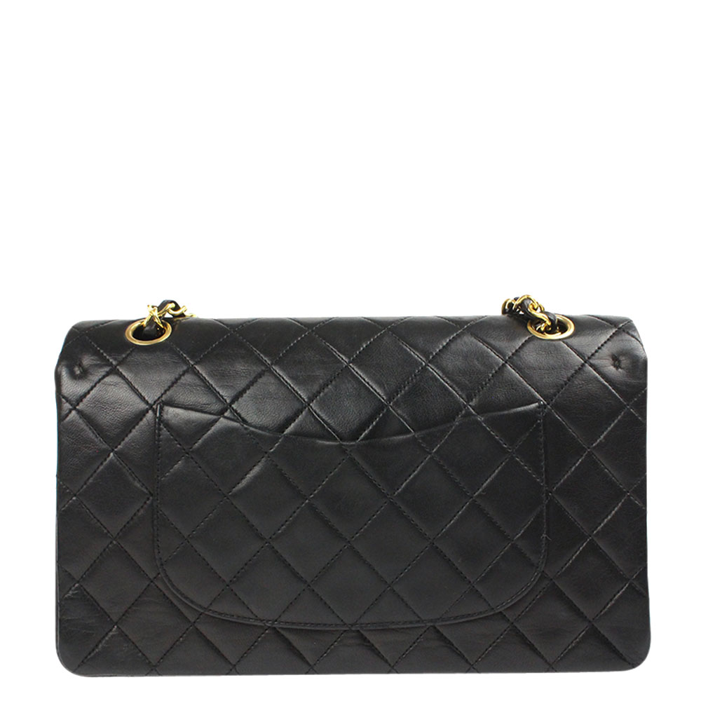 

Chanel Black Lambskin Leather Double Flap Bag