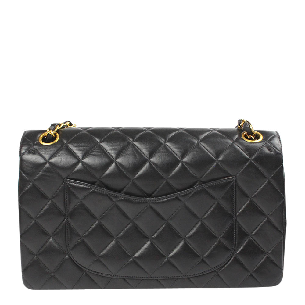 

Chanel Black Quilted Lambskin Leather Double Flap Bag