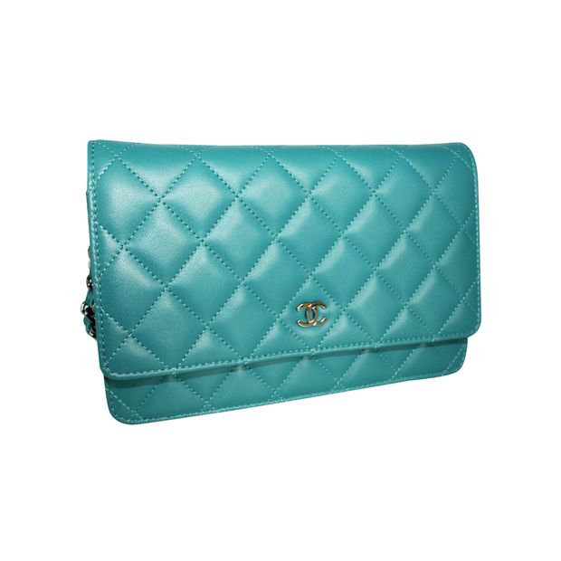 

Chanel Teal Blue Leather Wallet on Chain