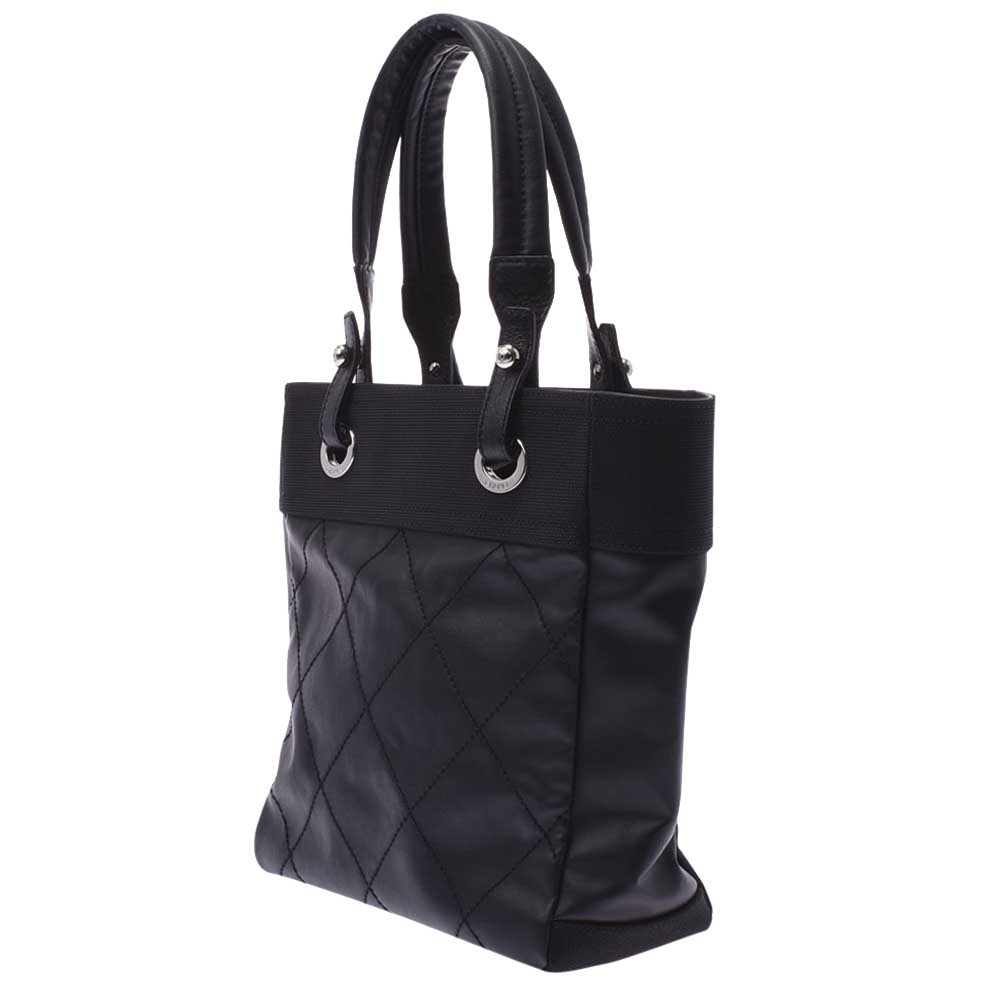 

Chanel Black Coated Canvas Paris Biarritz Small Tote Bag