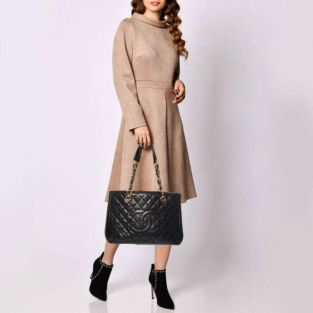 

Chanel Black Quilted Caviar Leather Grand Shopping Tote
