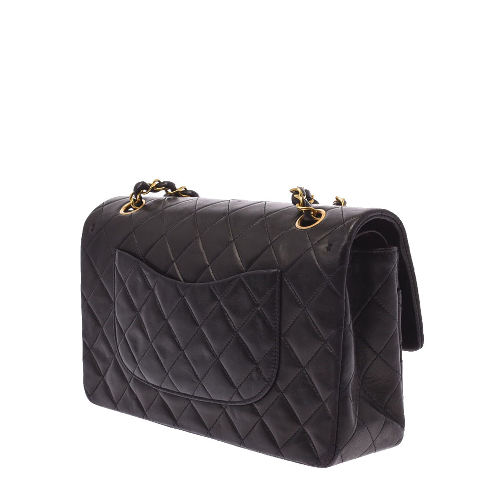 

Chanel Black Lambskin Leather Classic Double Flap  Bag
