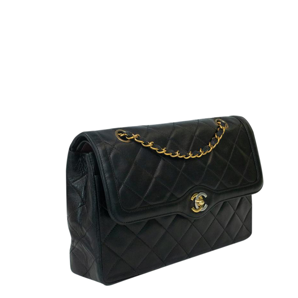 

Chanel Black Leather Vintage Flap Bag
