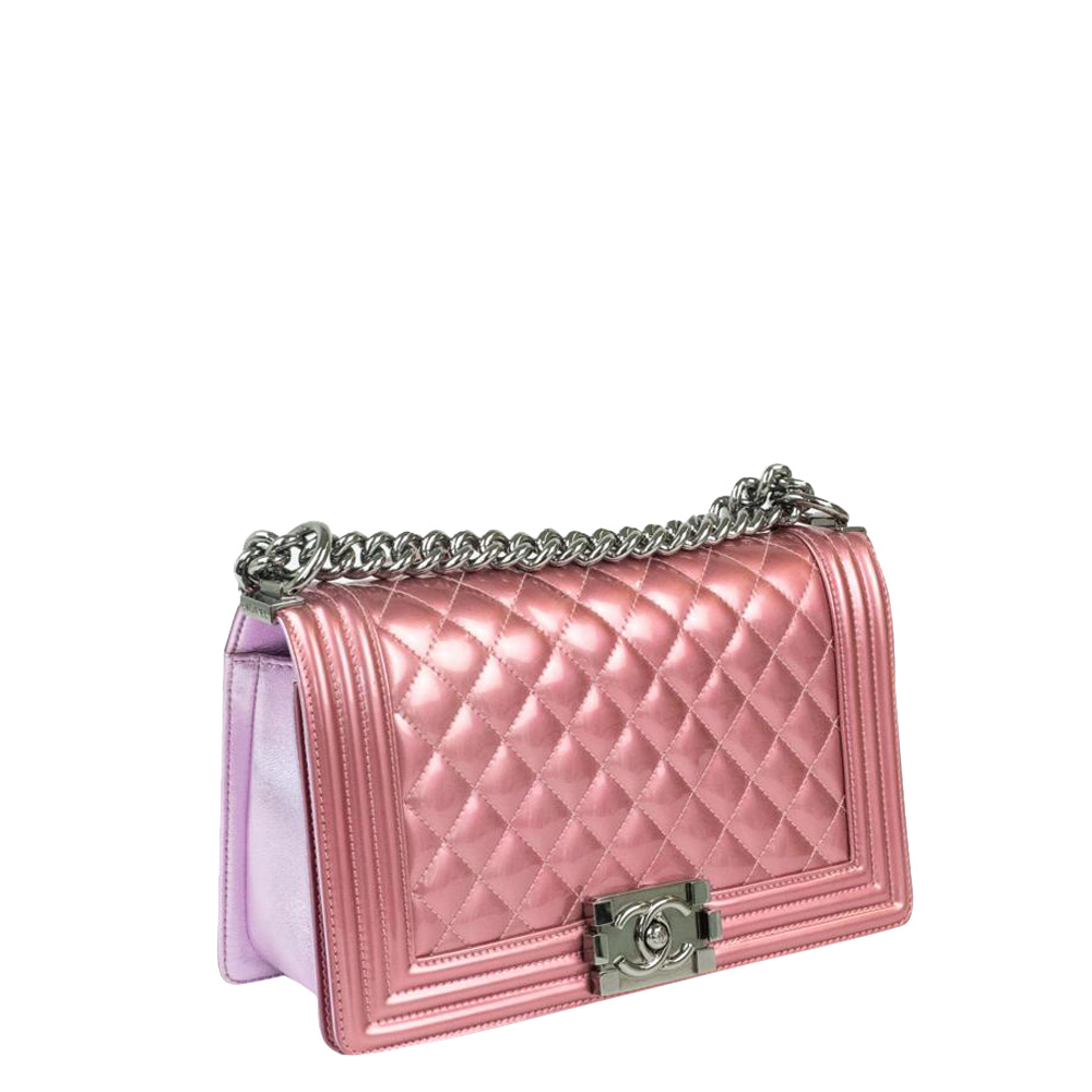 

Chanel Pink Patent Leather Boy Flap Bag