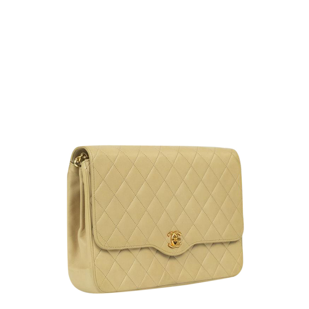 

Chanel Beige Leather Vintage Flap Bag