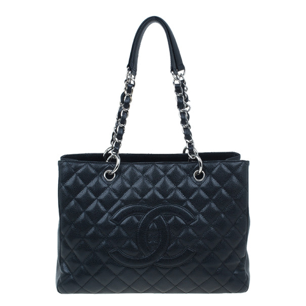 Pre Owned Chanel Black Caviar Grand Shopping Tote