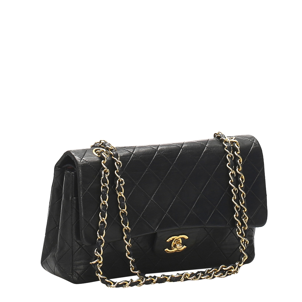 

Chanel Black Lambskin Leather Classic  Double Flap Bag