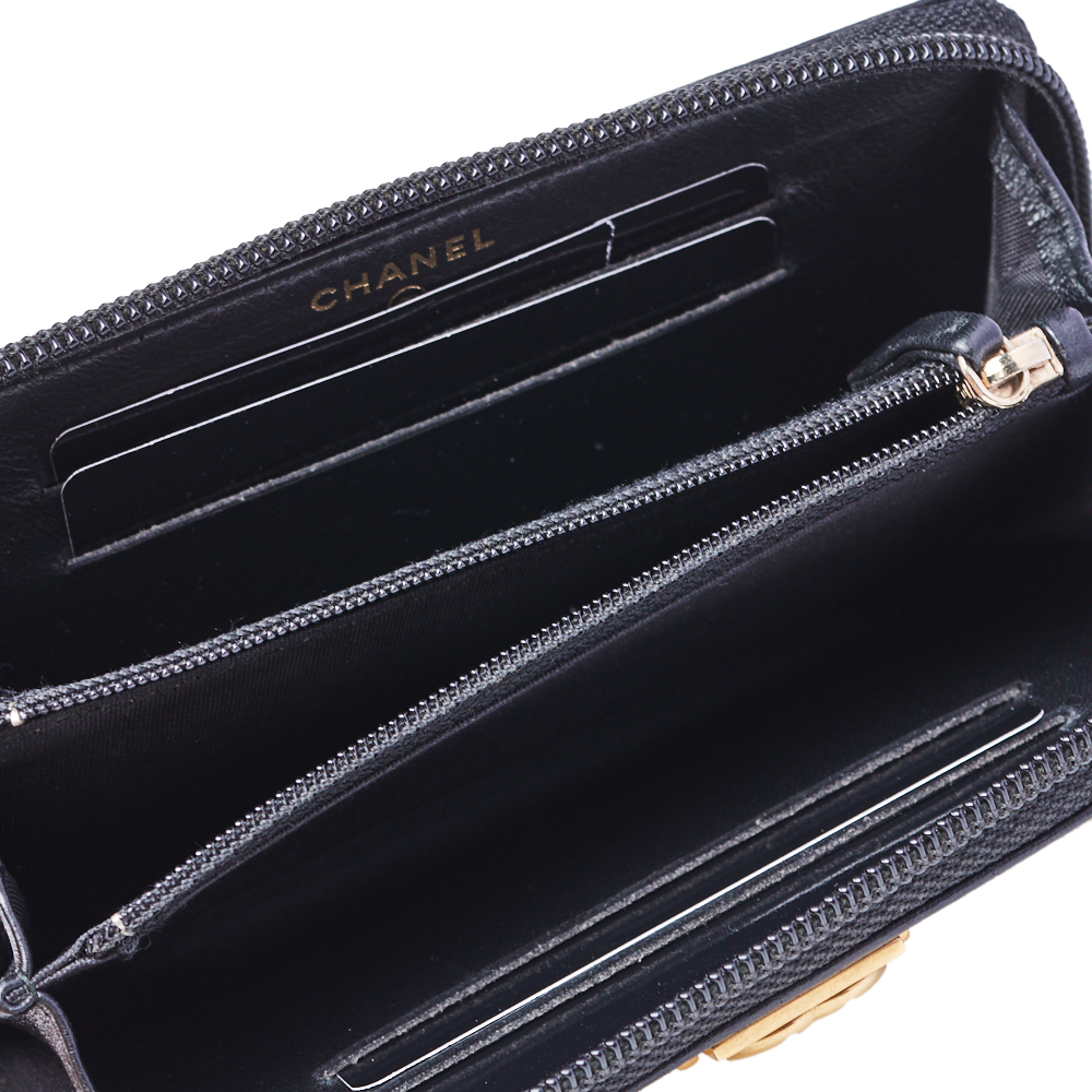 

Chanel Black Quilted Leather Boy Zip Around Wallet