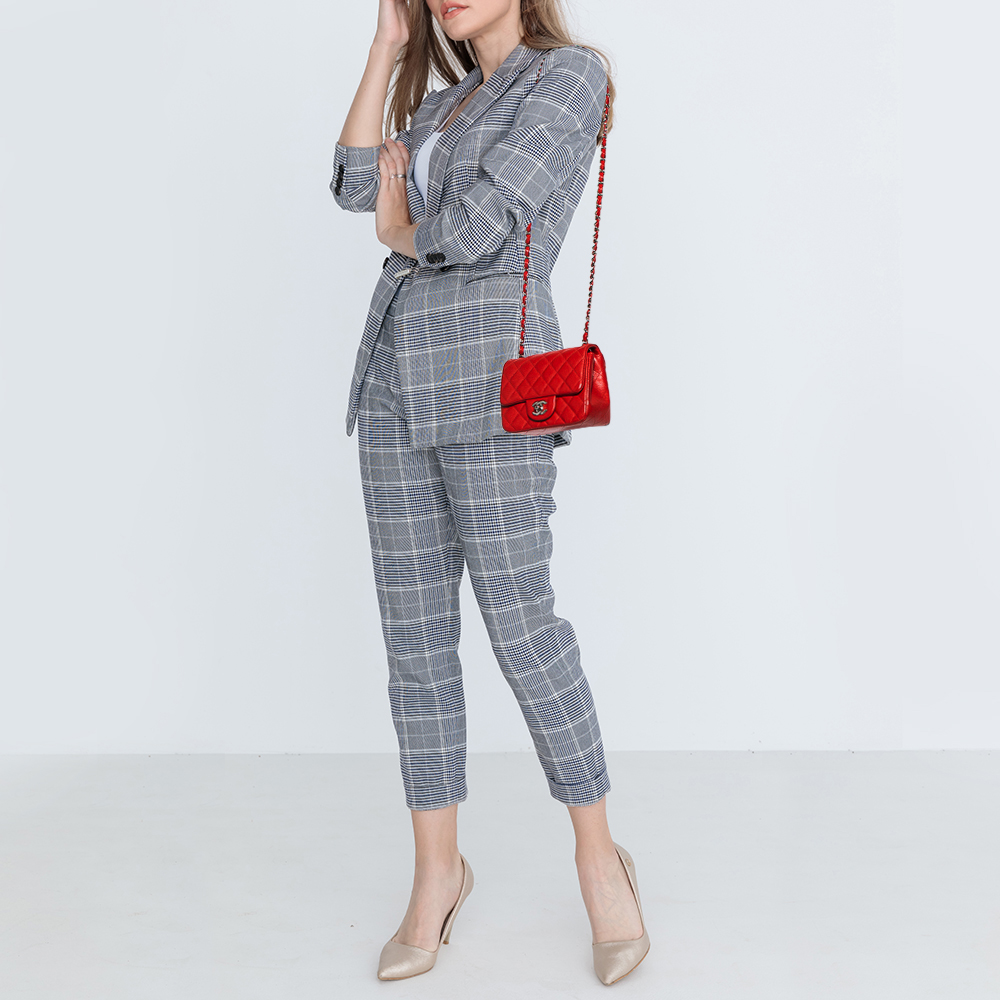 

Chanel Red Quilted Leather Mini Square Classic Flap Bag