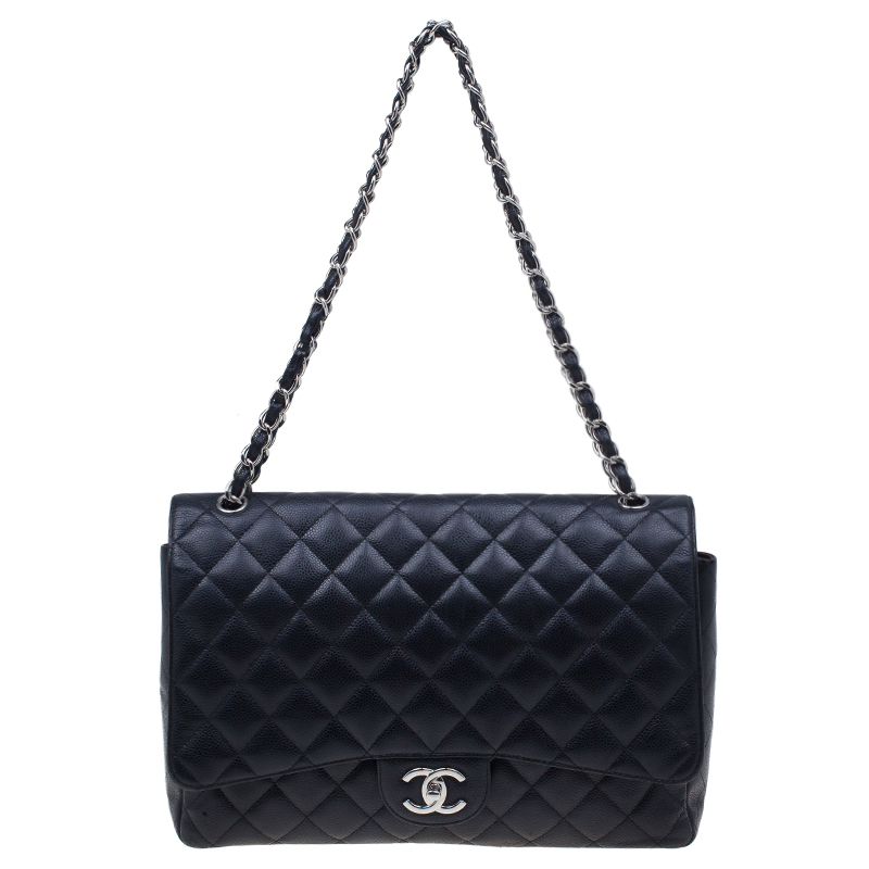 مملوكة مسبقًا Chanel Black Caviar Maxi Classic Double Flap Bag