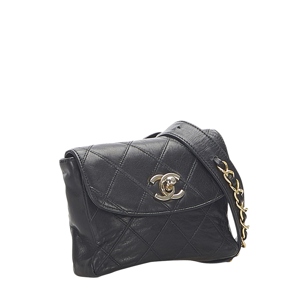 

Chanel Black Quilted Lambskin Leather Belt Bag