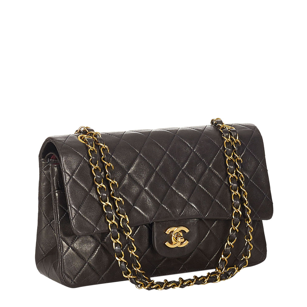 

Chanel Black Quilted Lambskin Leather Double Flap Bag