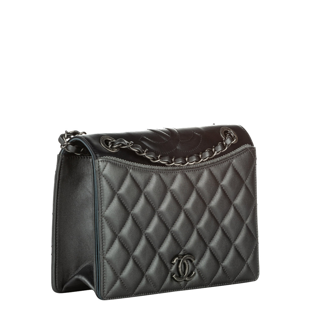 

Chanel Gray/Black Lambskin Leather Crossbody Bag