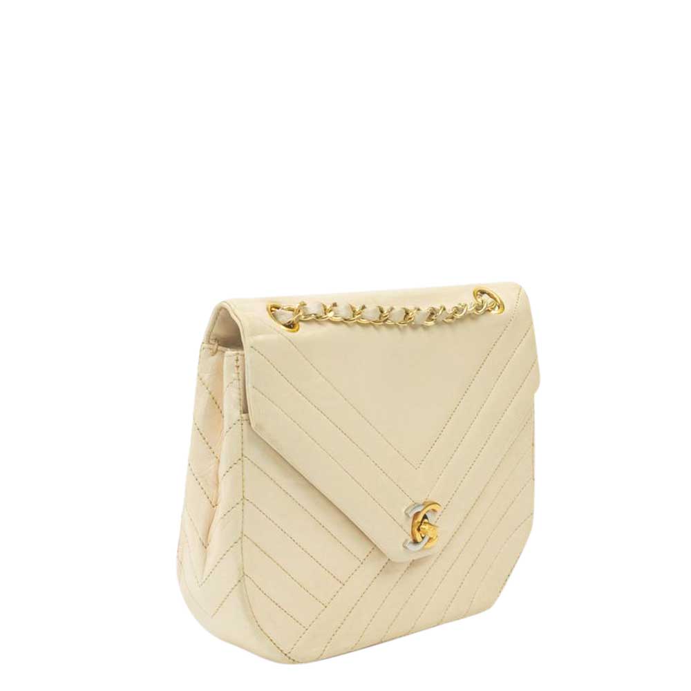 

Chanel Beige Leather Vintage Half Moon Shoulder Bag