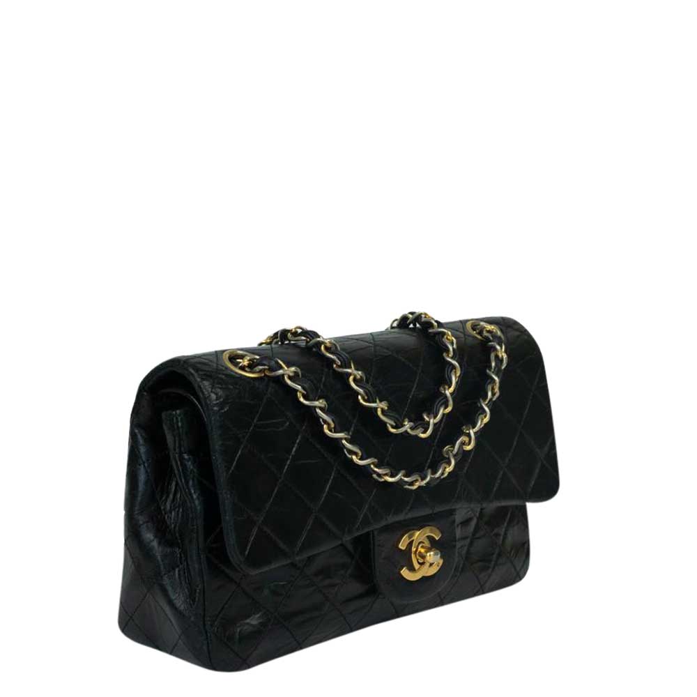 

Chanel Black Leather Vintage Double Flap Bag