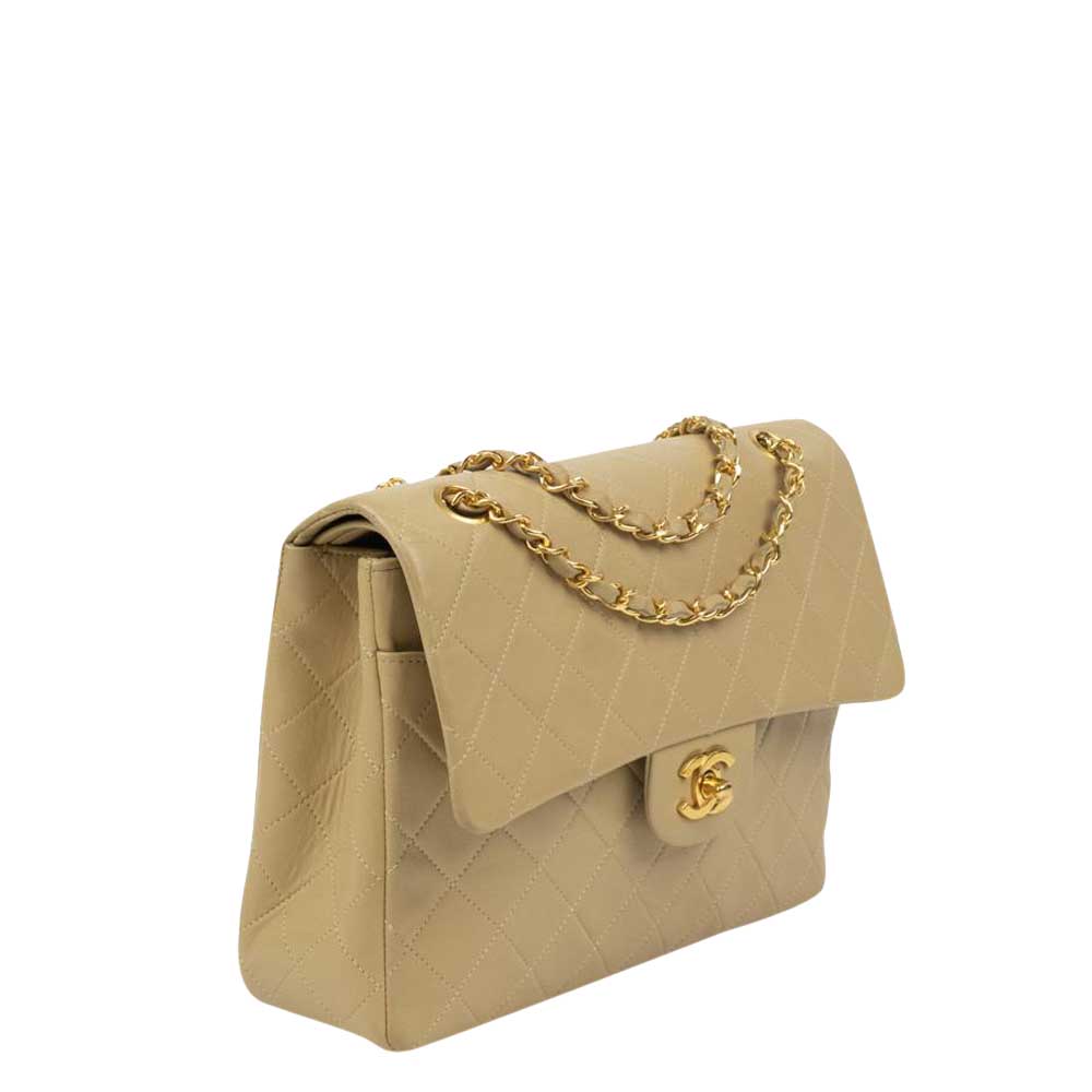 

Chanel Beige Leather Vintage Double Flap Bag