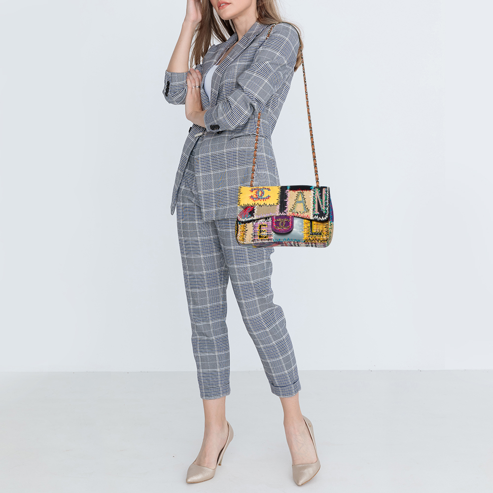

Chanel Multicolor Patchwork Jumbo Classic Single Flap Bag
