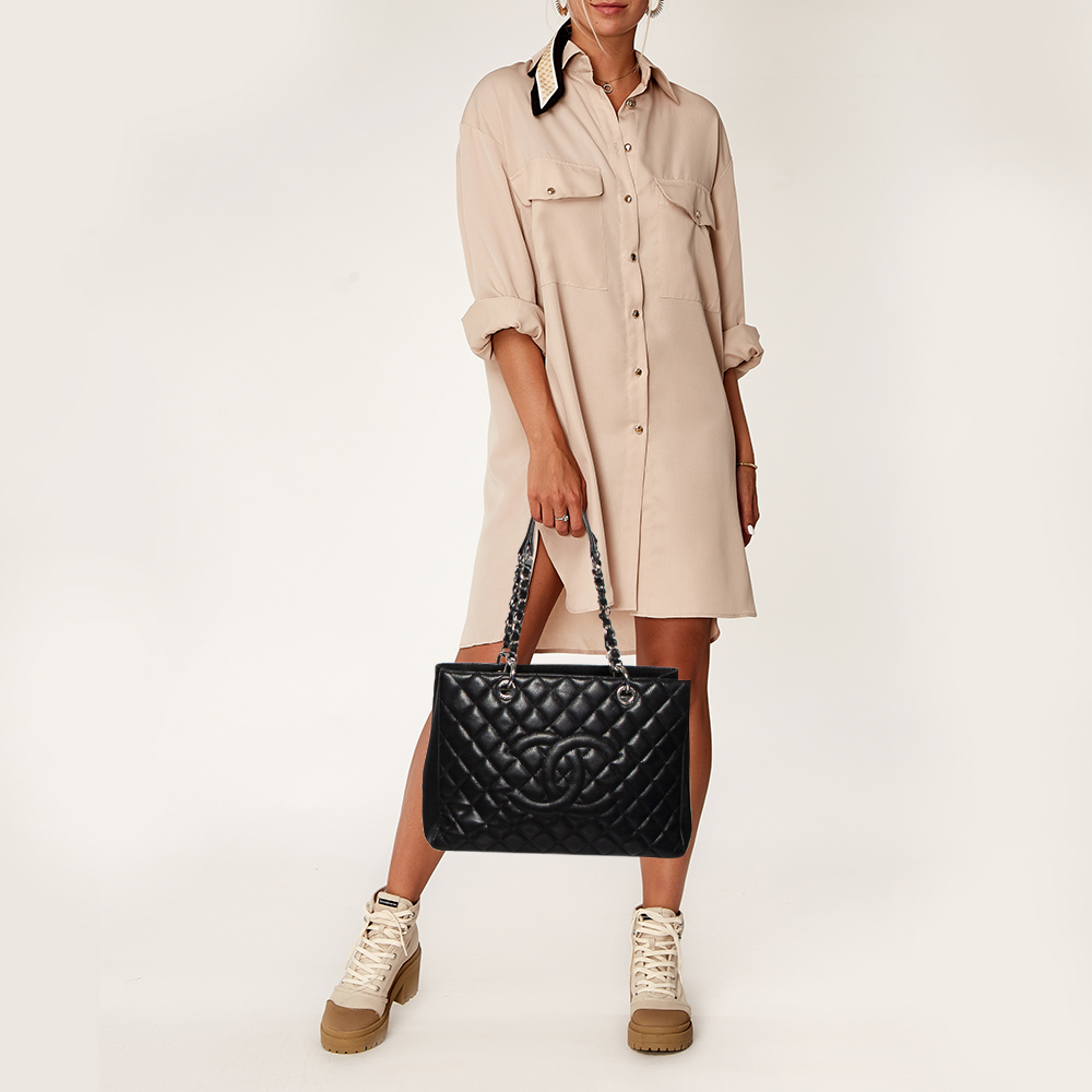 

Chanel Black Quilted Caviar Leather Grand Shopping Tote