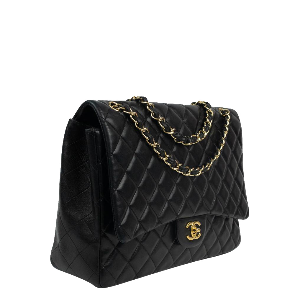 

Chanel Black Lambskin Leather Jumbo Classic Flap Bag