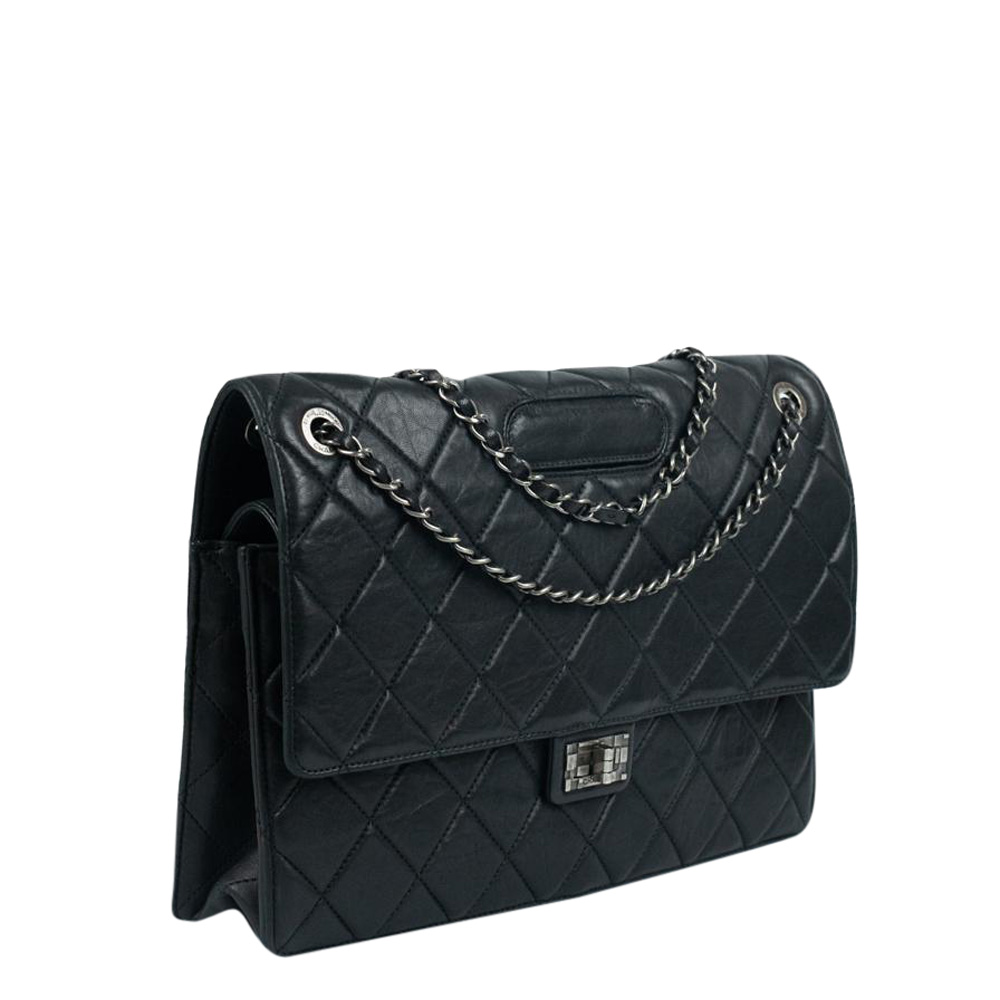 

Chanel Black Lambskin Leather Takeaway Maxi Flap Bag