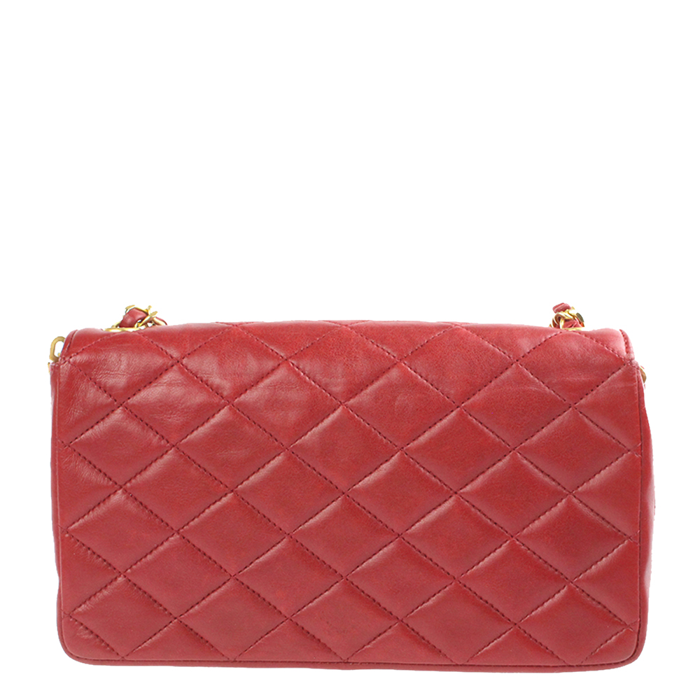 

Chanel Red Leather Small Shoulder Flap Bag