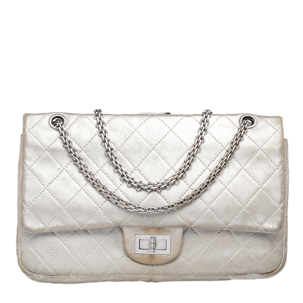مملوكة مسبقًا Chanel Silver Quilted Leather Reissue 2.55 Classic 227 Flap Bag