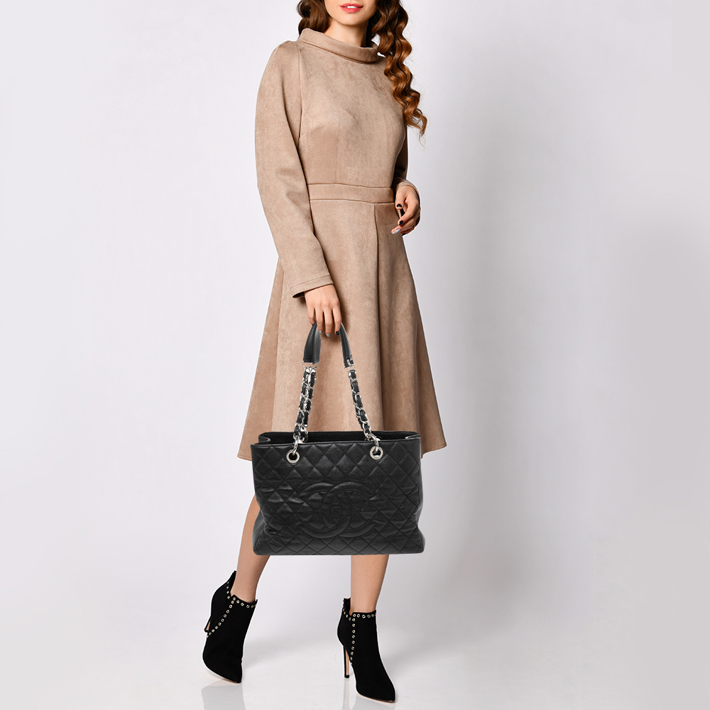 

Chanel Black Quilted Caviar Leather Grand Shopping Tote