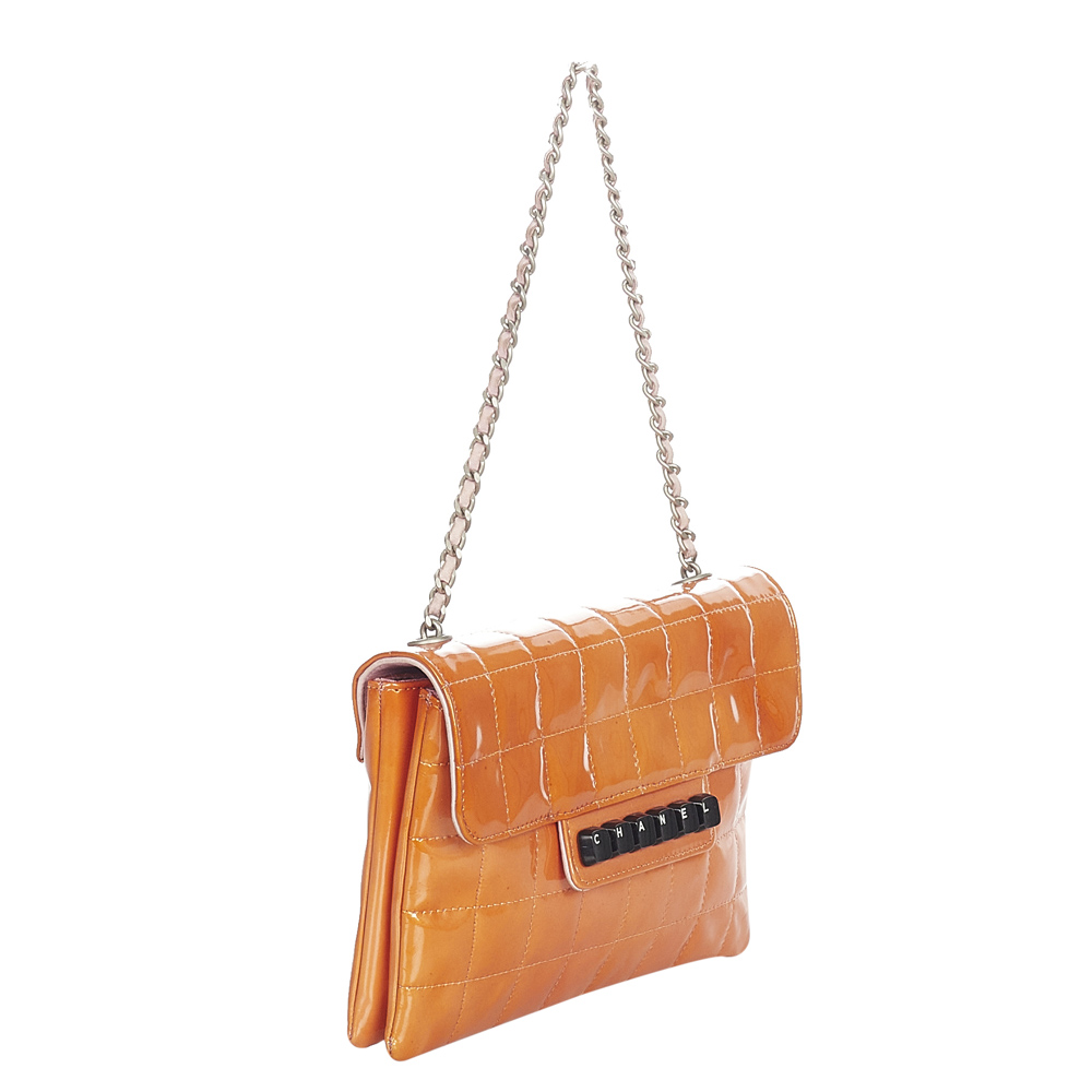 

Chanel Orange Patent Leather Flap Bag Shoulder Bag