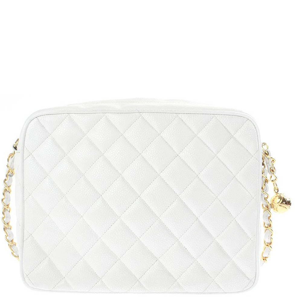 

Chanel White Caviar Leather Shoulder Bag