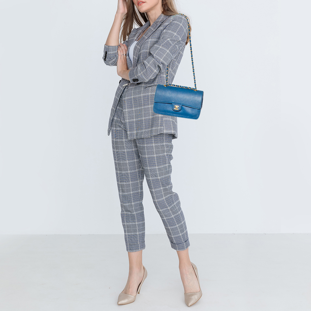 

Chanel Blue Caviar Leather Medium Classic Pure Double Flap Bag