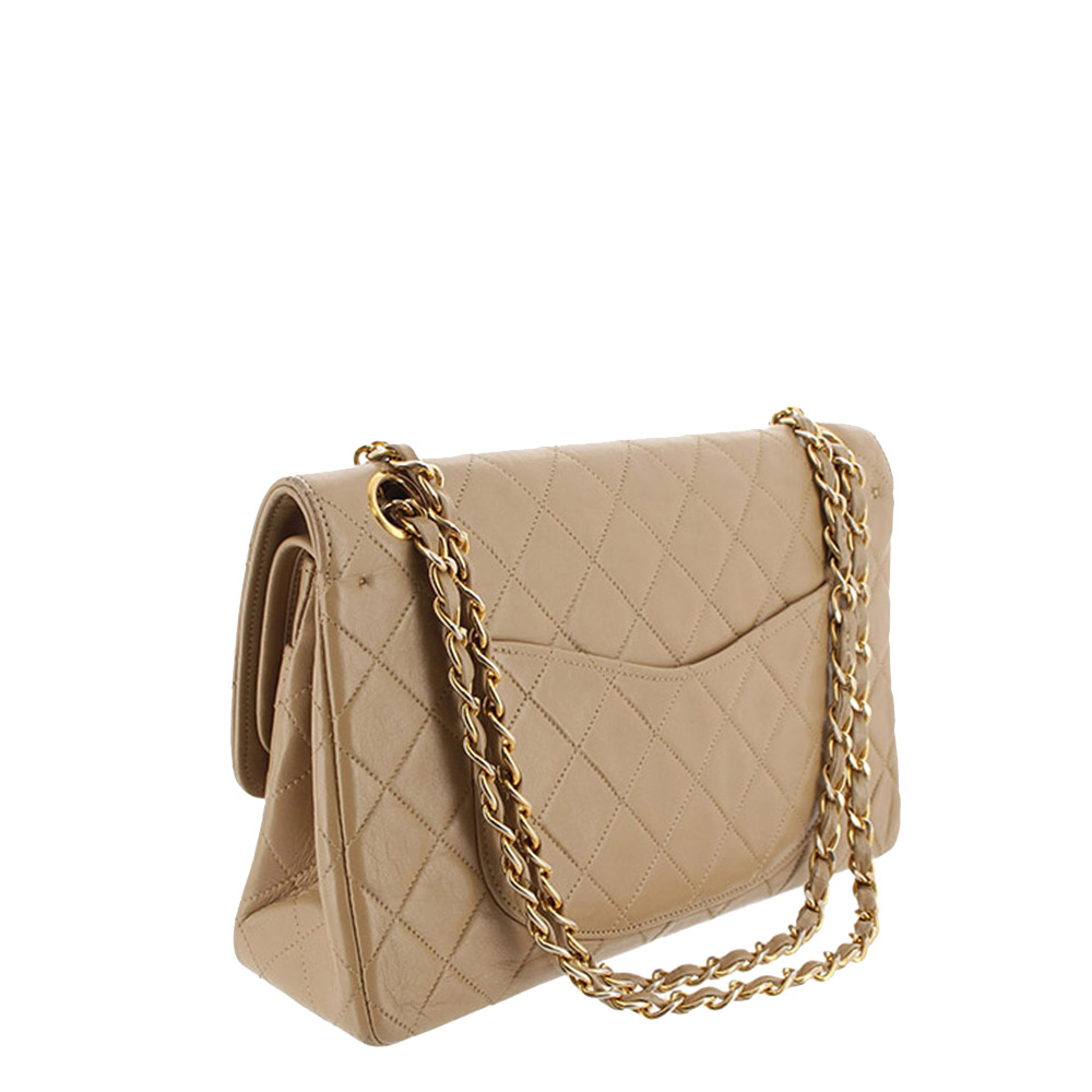 

Chanel Beige Lambskin Leather Classic Double Flap Bag