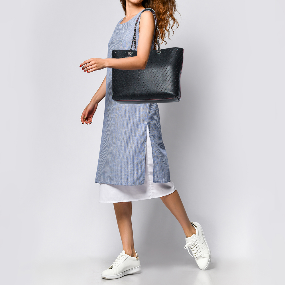 

Chanel Black Perforated Caviar Leather Large Shopping Tote