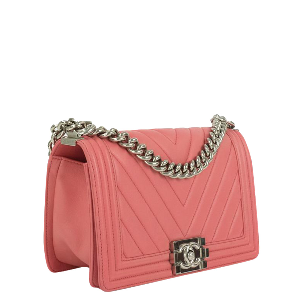 

Chanel Pink Lambskin Leather Boy Flap Bag