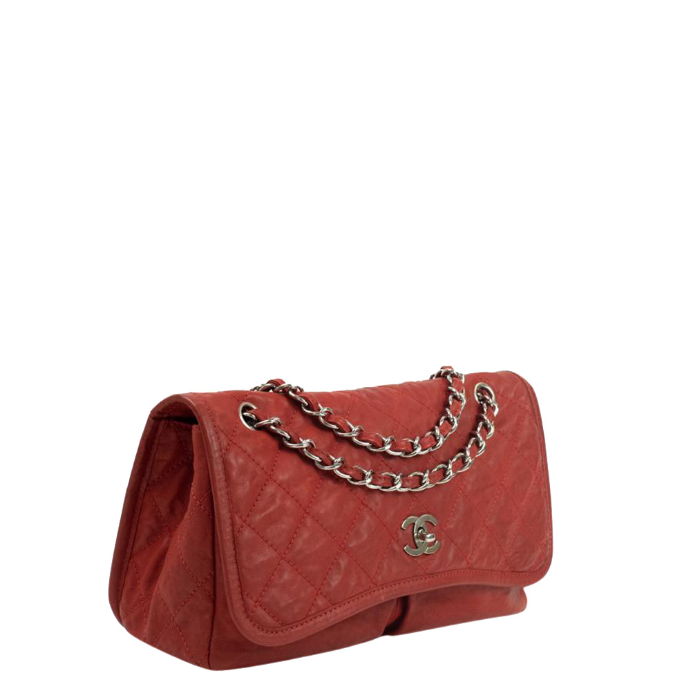 

Chanel Red Leather Vintage CC Flap Bag
