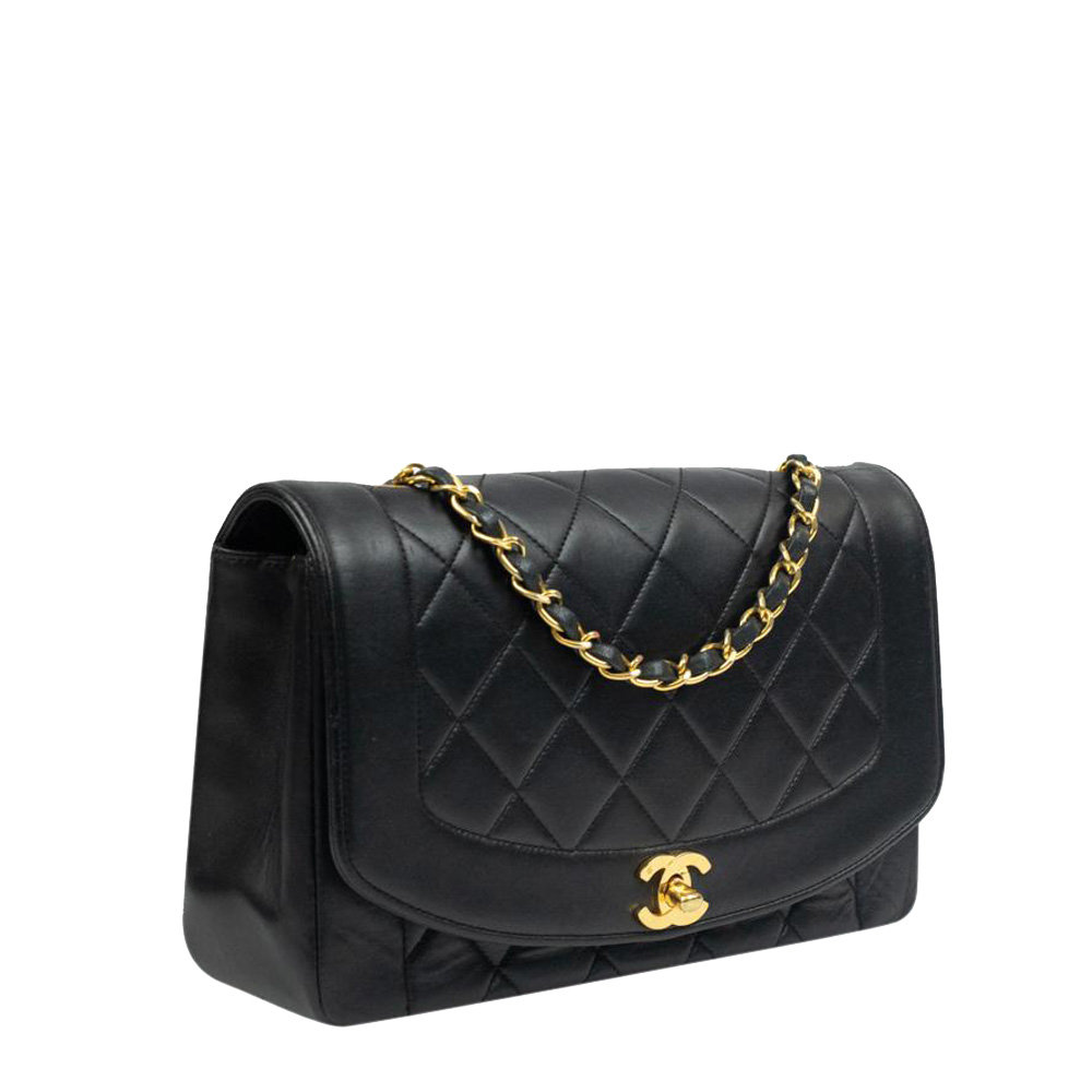 

Chanel Black Lambskin Leather Diana Flap Bag