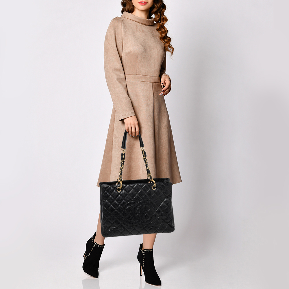 

Chanel Black Quilted Caviar Leather Grand Shopping Tote