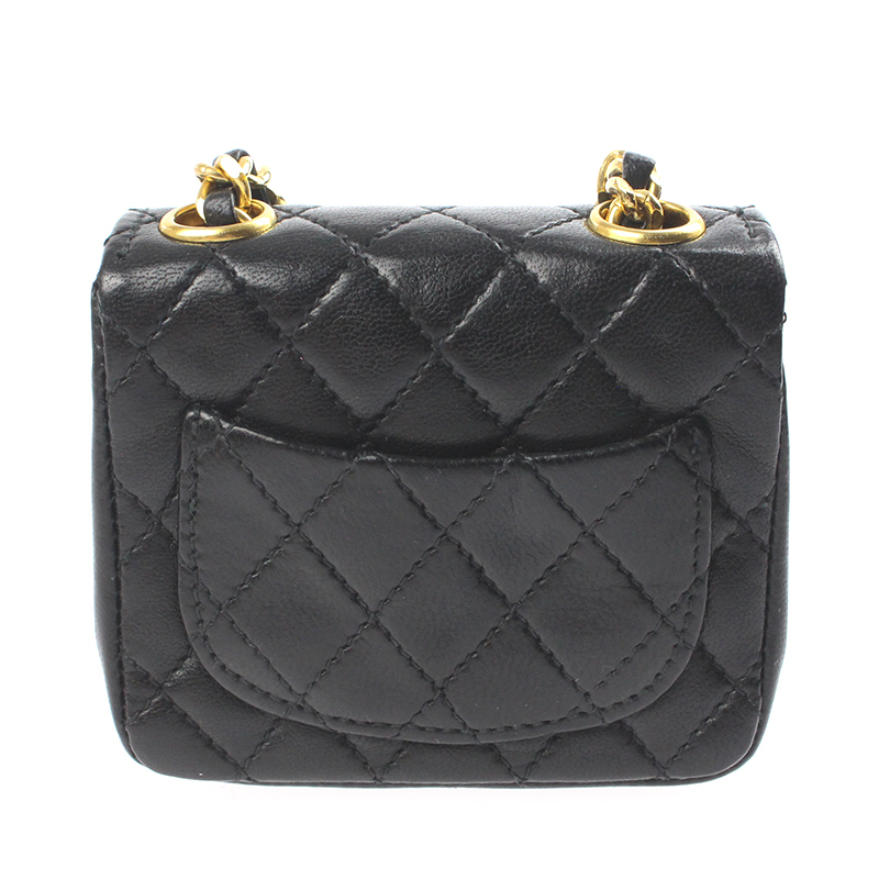 

Chanel Black Vintage Leather 2 in 1 Micro Mini Flap Bag Waist Belt Bag
