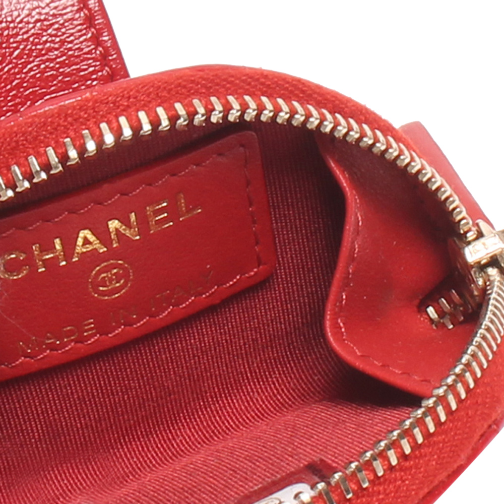 

Chanel Red Quilted Leather Belt Wallet