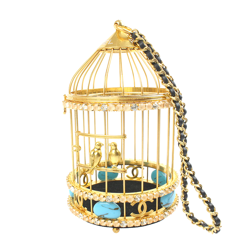 

Chanel Gold Metal Bird Cage Top Handle Bag