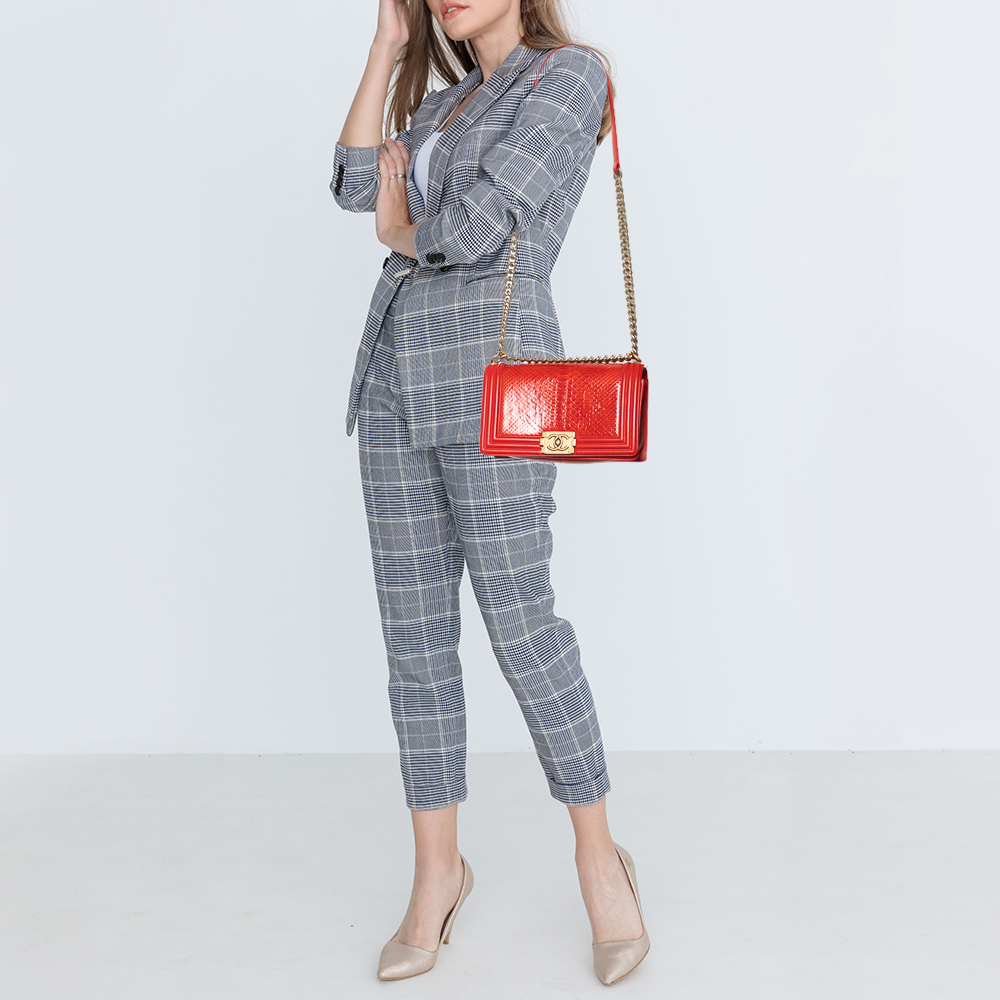 

Chanel Red Python And Leather Medium Boy Flap Bag
