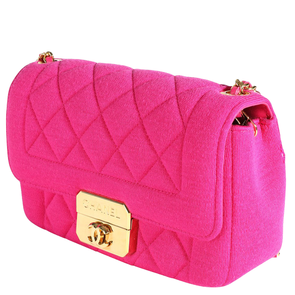

Chanel Fuchsia Quilted Jersey Mini Flap Bag, Pink