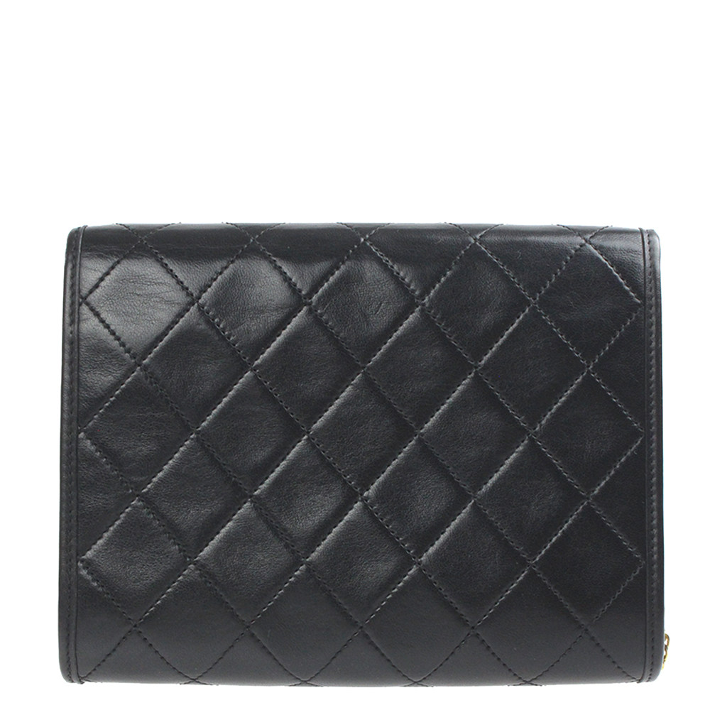 

Chanel Black Leather Vintage Pochette Shoulder Bag